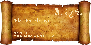 Módos Éva névjegykártya